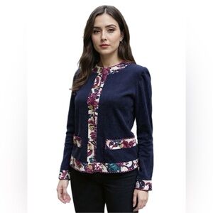 Vintage Jeffrey and Dara Petite by Linda Hurley Knit Navy Blue Sweater Cardigan